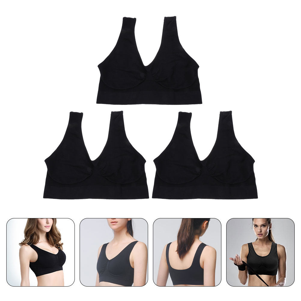 Wirefree Bra Comfort - ชุดชั้นในสปอร์ตบราโยคะไร้โครง 3 ชิ้น สวมใส่สบาย ระบายอากาศได้ดี เหมาะสำหรับใส่ในชีวิตประจำวัน